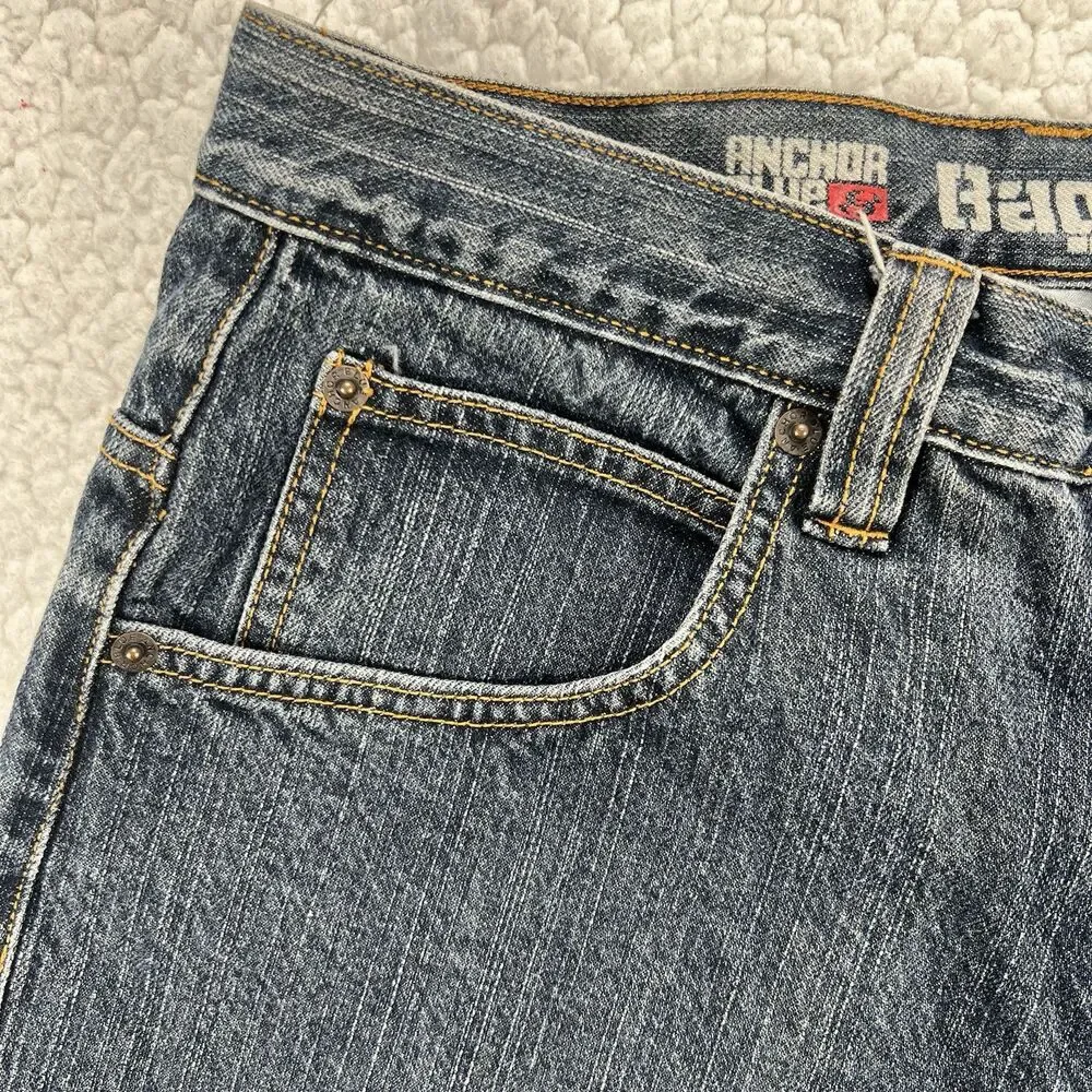 Anchor Blue Baggy Denim Shorts Men’s Size 30 Blue Y2K‎ Hip Hop Streetwear